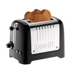 Dualit 2 Slice Lite Toaster | 1.1kW Toasts 60 Slices an Hour | Polished with High Gloss Black Trim | Bagel & Defrost Settings | 36 mm Wide Slots | 26205