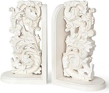 AELS Vintage Heavy Duty Bookends, Decorative Book Ends for Heavy Books, Unique Rustic Bookend Supports for Shelves, Stopper for Books/Movies/CD, Farmhouse Decoration, Distressed White