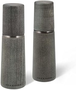 Cole & Mason Marlow Wood Mill Set - Balanced Salt and Pepper Grinders - Refillable Spice Tools - Adjustable Salt and Peppercorn Grinder Settings - Dark Grey