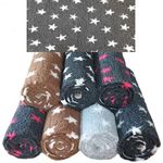 PnH Veterinary Bedding ® NON SLIP - STARS - DOG BED - WHELPING FLEECE - Stars Design Rubber Backed Vet Bed Roll Or Pieces - Choice Of Sizes And Colours (100cm x 75cm, Charcoal with White Stars)