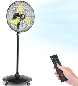 FUGOO 20'' Outdoor Oscillating Pedestal Fan with Remote Control, Waterproof 4-Speed BLDC Motor, Quiet Heavy Duty Industrial Fan for Patio, Garage, Warehouse, Commercial, terrace