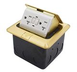 Pop Up Floor Outlet Covers Box, Soft Speed Power Floor Box Kit, with 20A GFCI Tamper-Weather Receptacle Outlet, Copper Alloy, Watertight Gasket, Corrosive Resistant Hardware, Brass