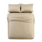 Abripedic Solid 600-Thread-Count, 100-Percent Tencel Lyocell, California King Size, 4PC Bed Sheets Set, Taupe