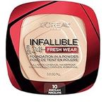 L'Oréal Paris Infallible 24H Fresh Wear Foundation in a Powder, Full Matte Coverage, Longwear up to 24 Hours, Lightweight, Waterproof and Transfer-Proof, 9 g, Shade: 10 Porcelain