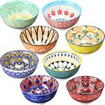 Censen 8 Pcs Colorful Ceramic Bowl Set 10 Oz Soup Cereal Bowls 4.75'' Porcelain Kitchen Serving Bowls for Ramen Rice Dessert Snack Salad Ice Cream Pasta Oatmeal Microwave and Dishwasher Safe (Vintage)