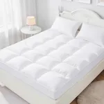 Aemicion Queen Size Mattress Topper, Luxury Fluffy Cooling Mattress Pad for Back Pain Relief, Easy to Clean, Box Sewing Design, Deep Pockets Fit 8-21" Mattresses 60" x 80"