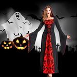 SiHaedy Halloween Vintage Witch Dress，Adjustable large size Medieval Costume for Women with Hooded Adult Vintage Dress Cosplay Party Halloween Costumes for Womens (L)