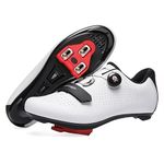 Mens Cycling Shoes Womens, Mountain Road Bikes Shoes Compatible with Shimano SPD & Look Delta, Compatible with Peloton Bike Shoes White Size UK 4