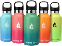 HYDRO CELL Stainless Steel Water Bottle with Straw & 2 Standard Mouth Lids (32oz 24oz 20oz 16oz) Keeps Liquids Hot or Cold w/Double Wall Vacuum Insulated Leak Proof Sport Design (Mint/Green 16oz)