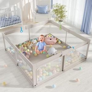 ZEEBABA Baby Playpen, Play pen for Baby (59x59x27 inch), Kids Safety Play Pen for Babies and Toddlers, Extra Large Playpen, Parc Pour Bébé, Baby Play Yard Fence Gives Mommy a Break