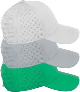Daxton Air Cool Tech Hat Ventilated Micro Holes Structured High Profile Baseball Cap 3 Pack - Green,Light Grey, White