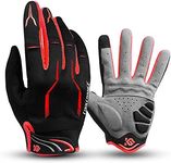 I Kua Fly Cycling Gloves Full Finger Mountain Bike Gloves Gel Padded Touchscreen MTB Gloves for Men Women, Red, M