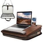 AMFIYQ Lap Desk for Laptop with Cushion, Lap Desks for Adults with Storage Fits Up to 15.6in Laptop, Combines Features of Laptop Bag and Laptop Table, Portable Workstation for Home College Office