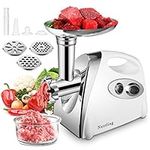 Nestling® Electric Meat Mincer Grinder and Sausage Maker,Powerful 2800 Watt Copper Motor,Stainless Steel Meat Grinder & Sausage Stuffer,3 Different Cutting Plates,Sausage & Kubbe Kit (White)