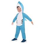 amscan 9907151 9907150 Unisex Kids White Shark Jumpsuit Costume, Children, Blue (Age 4-6 Years)