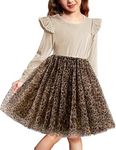 Arshiner Fall Toddler Dress Velvet Tulle Tutu Long Sleeve Winter Casual Outfit Leopard 3t