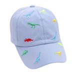 Miyanuby Baby Kids Baseball Caps Cotton Adjustable Summer Sun Hats for Toddler Baby Boys Girls Cartoon Dinosaur Hats Blue