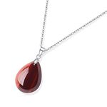 GAVU Silver Chain Teardrop Red Tiger Eye Stone Necklace