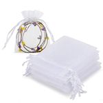 HRX Package 100pcs White Organza Bags Small, 8x10cm Drawstring Jewellery Bags Little Mesh Gift Favour Pouch for Wedding Party Small Business Packaging Bags