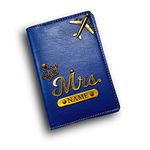 Little Cubess Personalized Faux Leather Passport Cover Customized Name for Men's/Women's/Wallet/Bag/Gift for Husband//Father/Sister/Brother (Blue)