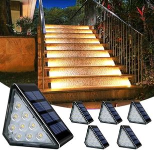 Solar Stair Lights Outdoor, Dusk to Dawn Steps Light, IP67 Waterproof Deck Lighting Decoration for Yard, Patio, Garden, Walkways, Front Door, Pathway, Driveway (Warmwhite 6 Pack)