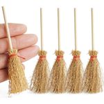 Odoria Dollhouse Straw Broom Miniature - 1/12 Scale Broomstick for Fairy Garden - Mini Witch Broom Decorative Craft - Tiny Besom Rustic for Halloween Thanksgiving Festival 5Pcs