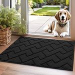 Biscpro Door Mat 50x80 cm, DoorMat Indoor Washable, Doormat Indoor Dirt Trapper Non-slip, Absorbent Inside Entrance Rug Mat for Entryway, Patio, Garden, laundry Room,Pets - Black