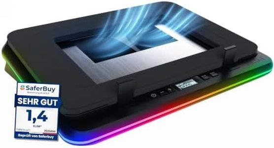 KLIM Turbofrost - Gaming Laptop Cooling Pad - 4 Powerful Turbo Fans - 4 x 4000 RPM, Laptop Cooler 2 Power Modes USB-C/DC, Dynamic RGB, 4-Ports USB, Sealed Foam for Fast Cooling for Laptops up to 17in