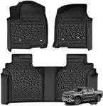 AUTOSAVER88 Floor Mats for Chevy Silverado/GMC Sierra 1500 2019-2025 Crew Cab, Chevrolet Silverado/GMC Sierra 2500HD/3500HD 2020-2025 Crew Cab Floor Liners, Rear Row w/Factory Carpeted Storage, Black