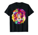 Elegant, Cool Lion Head Design with Bright Colorful T-Shirt