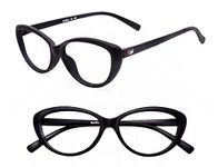 Eyewear Stylez Blue Cut Computer Glasses For Men And Women Blue Ray Blocking Glasses For Men And Women (Unisex) Black Color Cat-Eye Frame Plano (Zero Power Glasses)