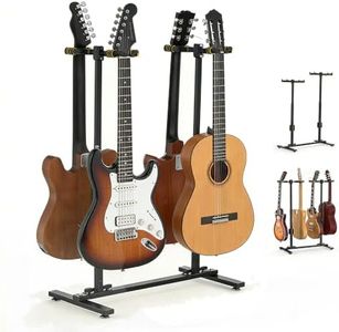 Fulgutonit Guitar Stand for 4 Guitars, Heavy Duty Multi Guitar Holder Stand with Adjustable Height & 90° Gravity-Lock U-Hook, 4 Guitar Rack Floor for Electric, Acoustic, Classical Guitars & Bass