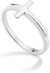 Miabella 925 Sterling Silver or 18K Gold Over Silver Sideways Cross Ring for Women Made in Italy (sterling silver, 8)