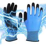 Serplex®1 Pair Electrical Insulated Gloves Full Palm Rubberization Design 1000V Resistance Non-slip Safe Electrical Gloves Multi Purpose Electrician Work Gloves for Men Women