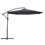 Panana 3M Garden Cantilever Parasol Outdoor Banana Hanging Umbrella 8 Sturdy Ribs with Crank Mechanism Sun Shade Canopy for Poolside, Deck, Patio and Balcony Dark Grey