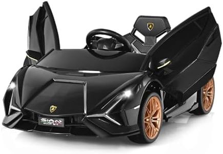 COSTWAY 12V Kids Electric Ride on Car with Remote Control, LED Lights, MP3, Music, Spring Suspension, Licensed Lamborghini Battery Powered Toy Vehicle for Boys and Girls (Black)