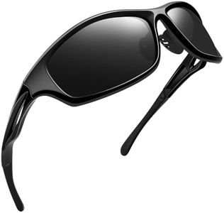 Joopin Sportivi Occhiali da Sole Uomo Donna Polarizzati Rettangolari Occhiali da Ciclismo Trekking Pesca Guida Corsa Running Protezione UV400 (Nero Lucido)