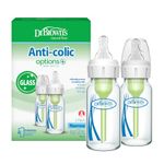Dr. Brown's Anti-Colic Options+ Narrow Glass Baby Bottle with Level 1 Slow Flow Nipple, BPA-Free, 4 oz/120mL, 2-Pack