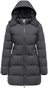 WenVen Women's Padded Winter Parka Coat Slim Fitted Puffer Jacket with Adjustable Hood (Charcoal,2XL)