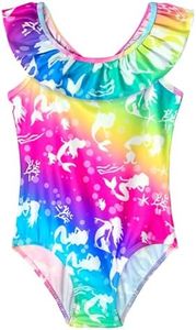 Girls Swimsuit Size 7-8 Years Old Multicolor Cartoon Mermaid Bathing Suits Sleeveless Swimwear