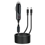 GELRHONR 12V 10A DC Car Charger Cable,Car Cigarette Lighter Male Plug to DC 5.5mm x 2.1mm Extension Cable for Car Rear View CCTV Monitors Car DVR (2xDC)