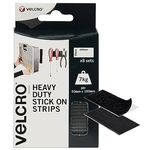 VELCRO Brand | Heavy Duty Stick On Strips | Industrial Strength Double Sided Hook & Loop Self Adhesive Strips Perfect for Room Décor & Home, Office, Garage Use | Black | 50mm x 100mm | Set of 8