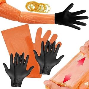 YUNVI 30 Pairs Field Dressing Gloves Deer Hunting Gutting Gloves, Veterinary Gloves Includes Disposable Arm Gloves & Nitrile Gloves