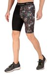 ReDesign Apparels Polyester Recharge Compression Shorts for Sports (Medium, OneL Splash)