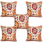 Bilberry Furnishing By Preeti Grover : Cotton, Decorative Hand Made Pillow Covers - Cushion Covers For Home Decor - Perfect For Gifting (Beige, Set Of 5, Dimension: 16 X 16 Inches), 200 TC