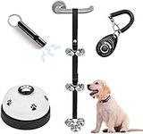 Corooci Dog Bell,4 PACK Pet Training Door Bell Adjustable With 7 Big Loud Pet Bells,Potty Training Buttons,Pet Training Clicker And Whistle Pet Communication Device For Dogs Cats To Ring To Go Outside (Black, 4PACK)