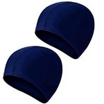 2 Pcs Swimming Caps for Kids Girls Boys and Adult Teenager,Comfortable Light Swimming Caps,Super Stretch No Pull Hair Swimming Hats for Long and Short Hair (Navy blue/Navy blue)