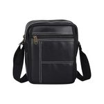 Amazon Brand - Solimo - Vegan Leather Sling Cross Body Travel Office Messenger One Side Shoulder Bag for Men(Black)