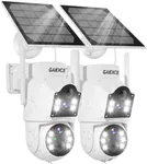 GAIEXCE Solar Security Cameras Wireless Outdoor【Dual Lens】 100% Wire-Free Battery Powered Camera, Pan Tilt, 4MP Color Night Vision, PIR Motion Detection, Spotlight/Siren Alarm, Only 2.4G WiFi