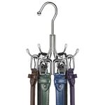 Belt Hanger Tie Organizer for Closet - Znben Metal Belt Rack for Closet with 6 Hooks 360 Degree Rotatable Rustproof Belt Hook for Hanging Belt, Ties, Tank Top, Bra, Scarves, Hats Silver